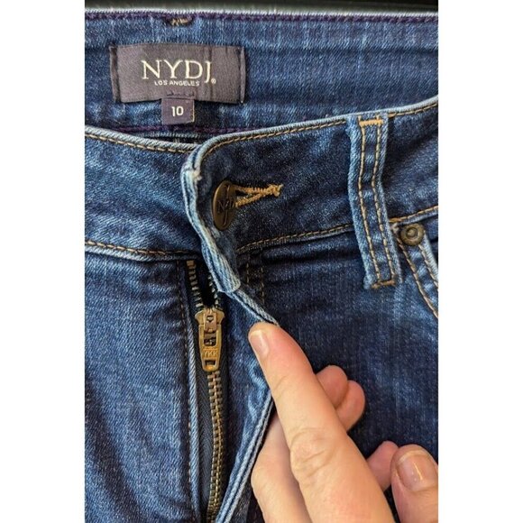NYDJ Women's Alina Denim Jeans Cuffed Floral Embroidered Ankle Size 10 - Picture 3 of 6